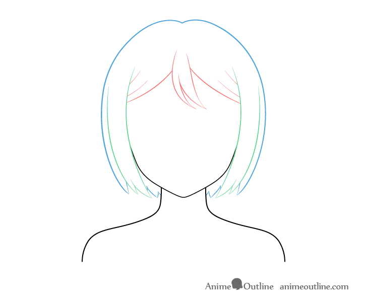 Anime dibujo de cabello cuidadosamente peinado