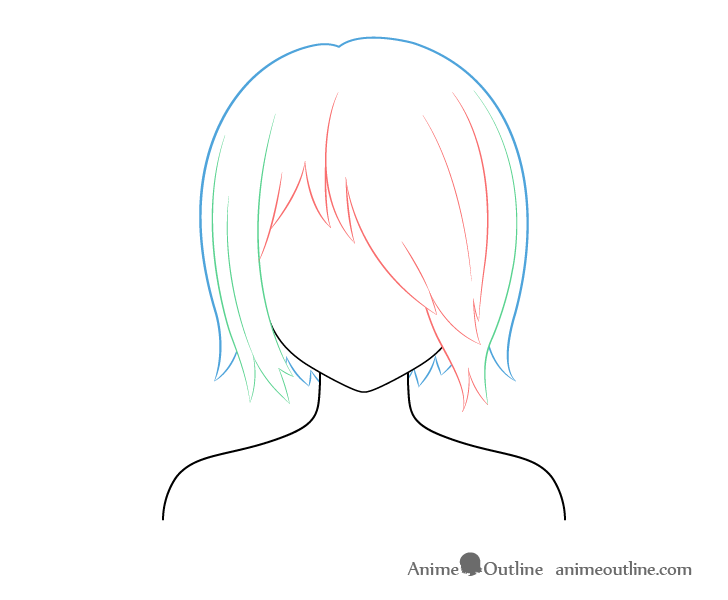 Anime hair over one eye drawing