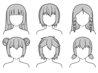 Anime female hairstyle drawing examples
