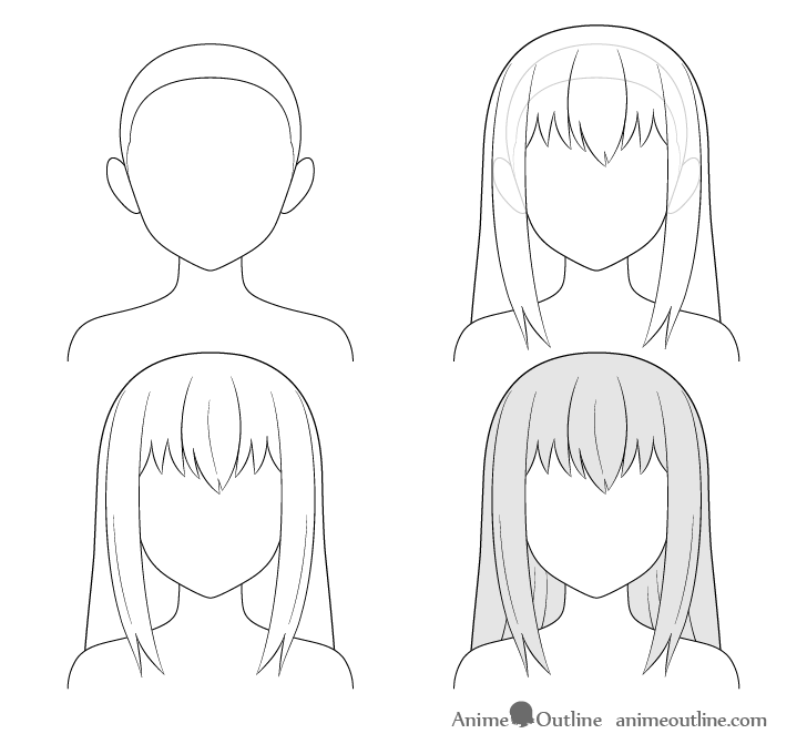 How to draw Girl's Hair (Anime Drawing Tutorial for Beginners)