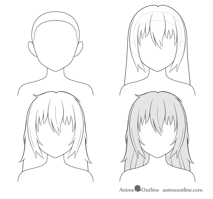 Anime messy hair step by step drawing