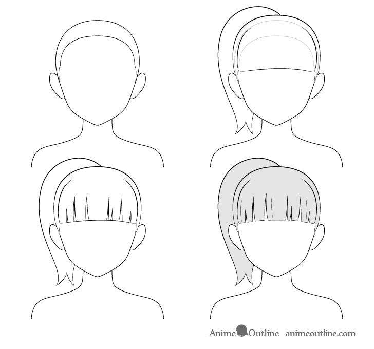 How to draw Girl's Hair (Anime Drawing Tutorial for Beginners) 