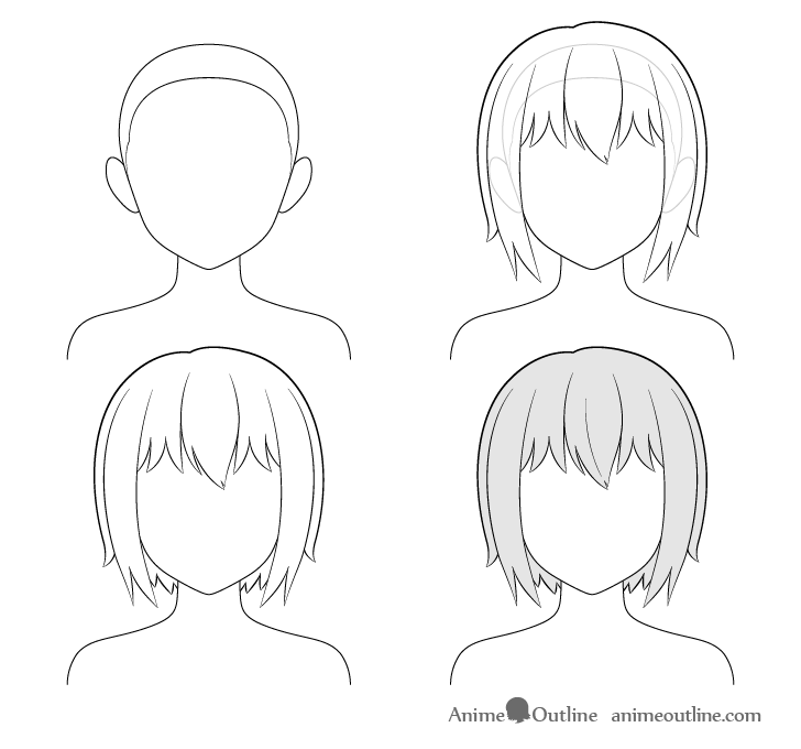 How to Draw Anime and Manga Hair - Female - AnimeOutline