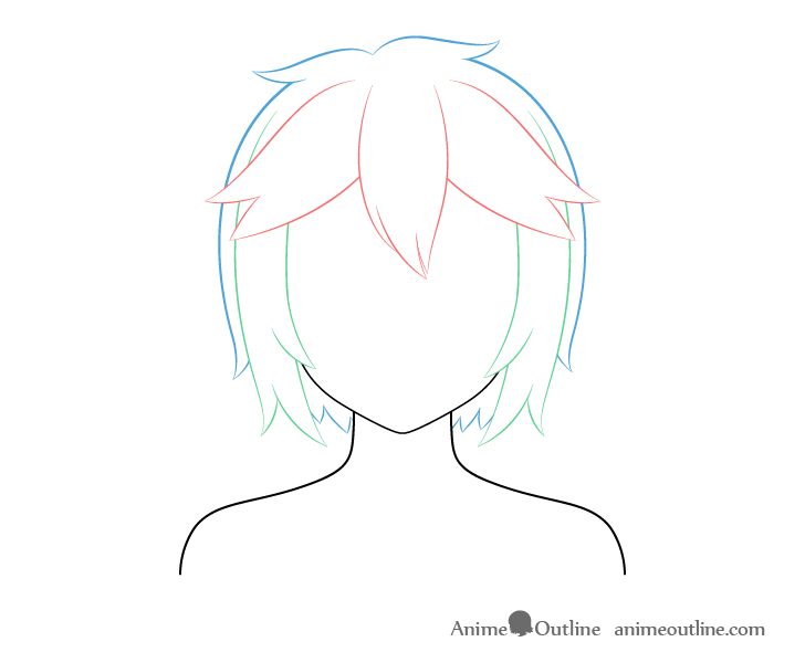 Anime short messy hair drawing breakdown