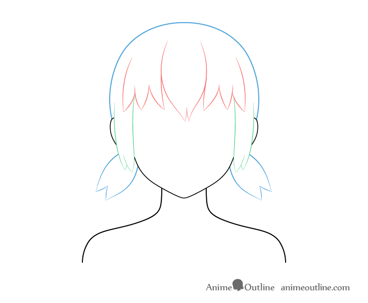 Anime short low pigtails drawing breakdown