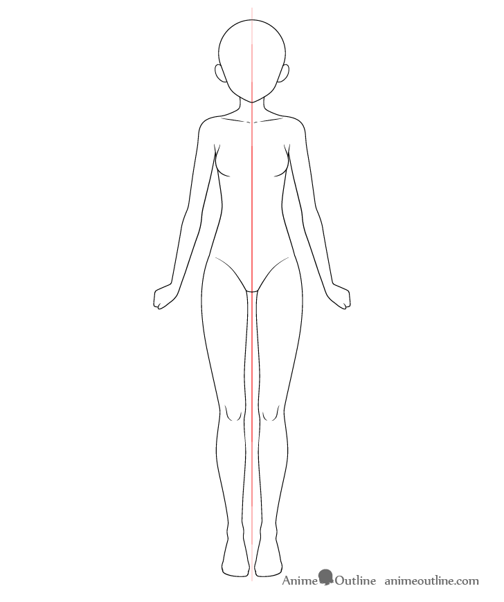Anime girl body details drawing