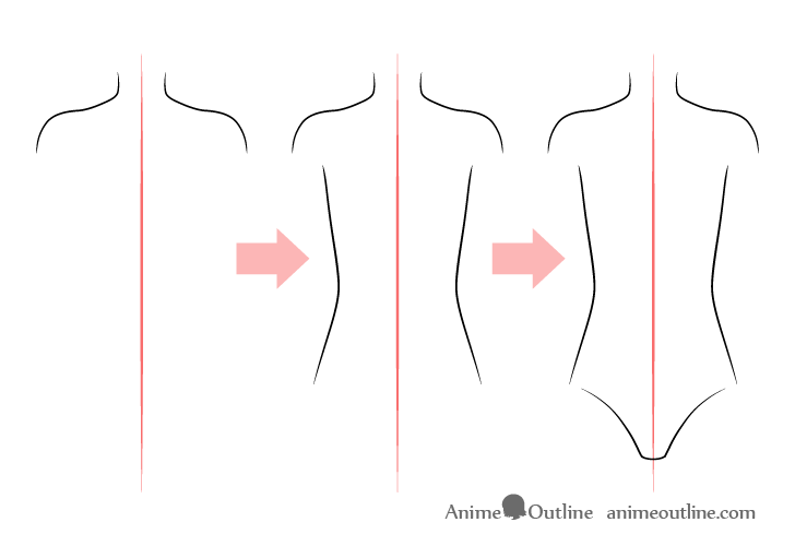 Anime girl body drawing step by step