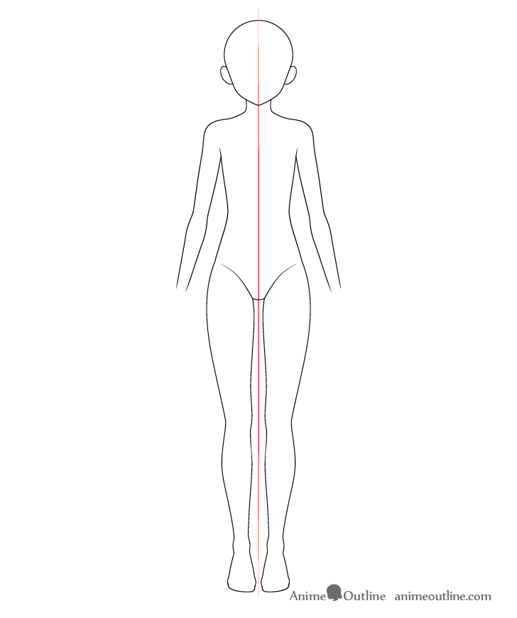 Anime girl body lower arms drawing