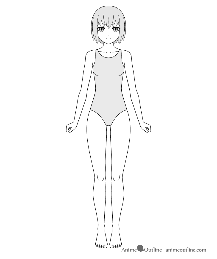 Anime girl body swimsuit drawing