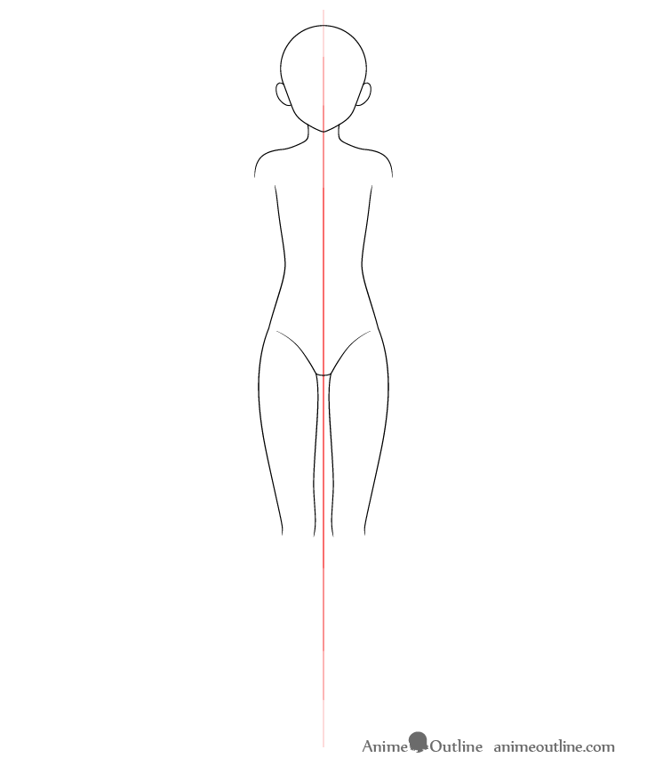Anime girl body upper legs drawing