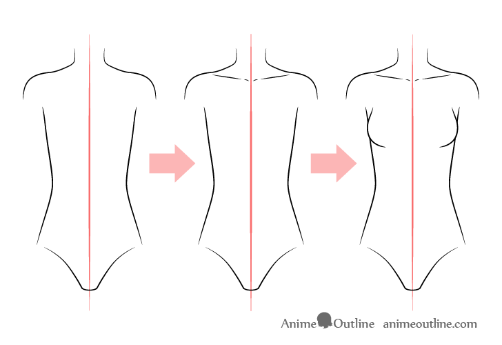 Anime girl chest drawing step by step