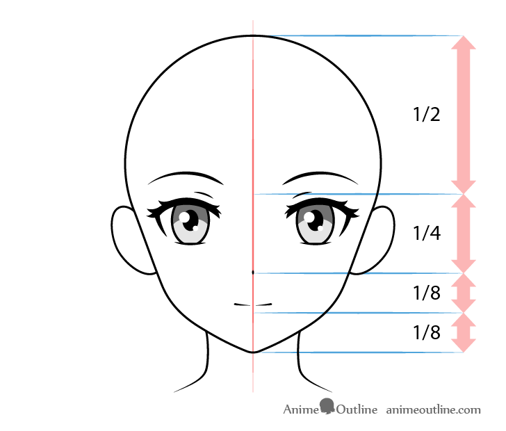 Anime girl face proportions drawing