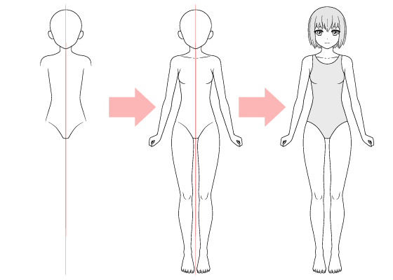 Anime girl full body drawing