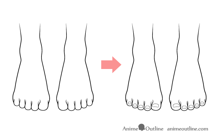Anime girl toenails drawing