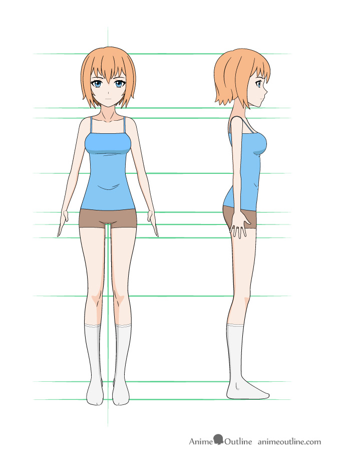 Anime girl color drawing