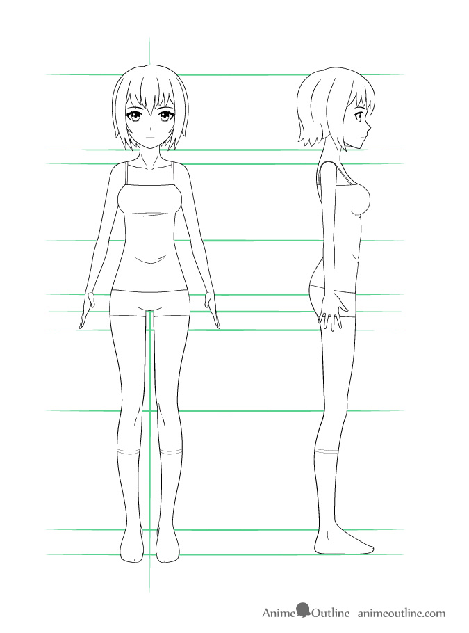 Model Pose Hd Transparent, Anime Character Model Body Female Standing Pose  Model Lineart, Character Drawing, Body Drawing, Female Drawing PNG Image  For Free Download