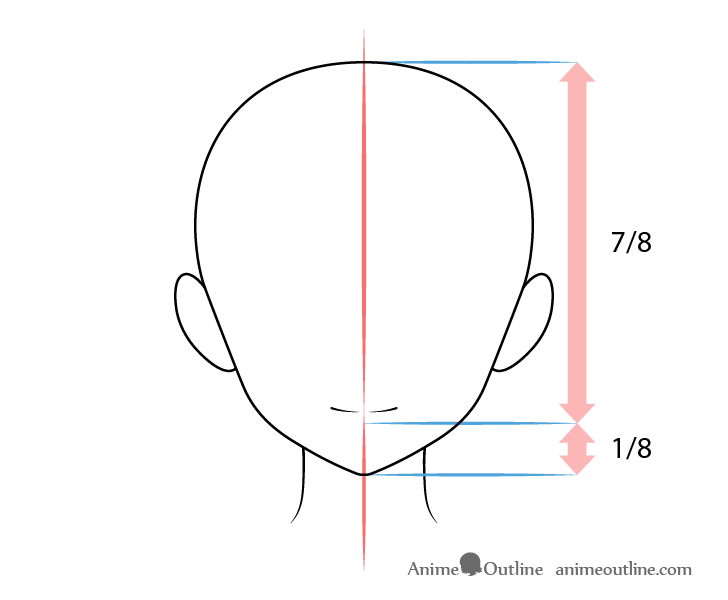 Anime mouth smiling expression on head drawing