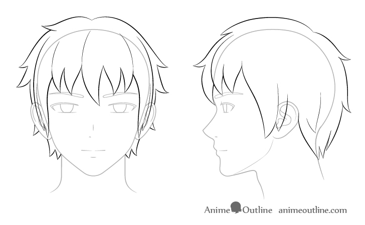 Anime male hair drawing