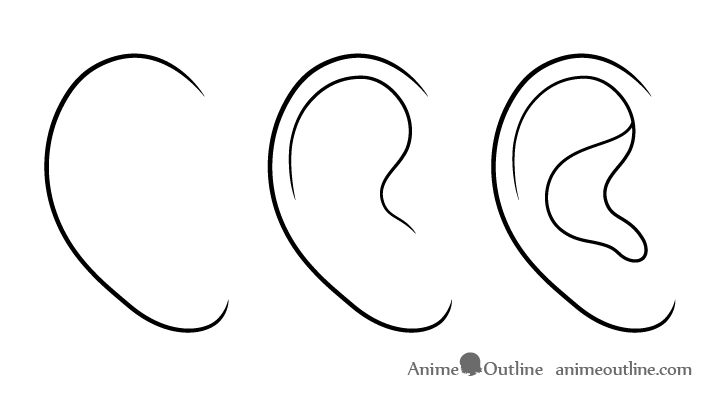 Anime ear drawing step by step
