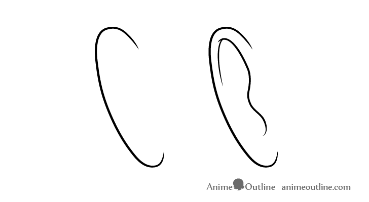 Anime ear simple drawing step by step front view