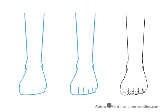 Anime feet drawing in front view