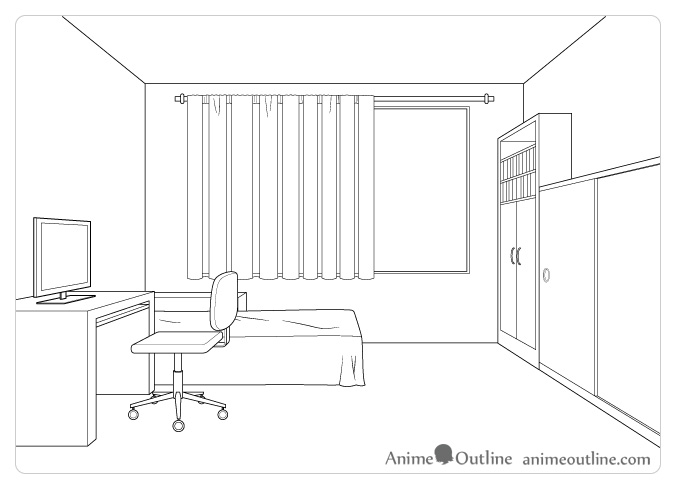 Room drawing in perspective