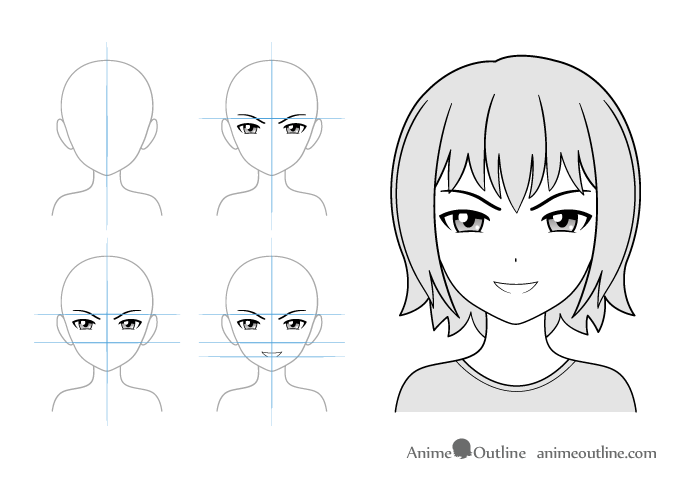 Draw Anime Faces  Heads  Drawing Manga Faces Step by Step Tutorials  How  to Draw Step by Step Drawing Tutorials