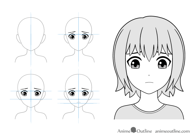 Upset anime girl drawing example