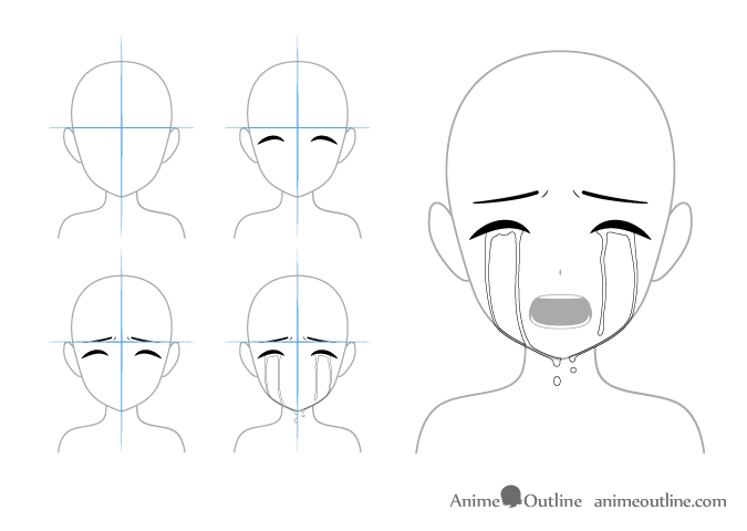 How To Draw A Sad Face, Sad Anime Face, Step by Step, Drawing Guide, by  Dawn - DragoArt