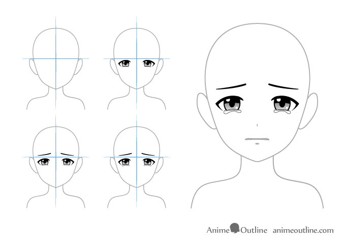 Anime Sadness Drawing Crying anime girl face cg Artwork black Hair png   PNGWing