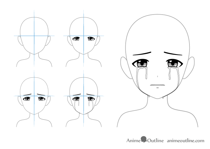 Crying beautiful eyes in anime or manga style with teardrops and light  reflections Highly detailed vector illustration Emotional expression  sadness Stock Vector Image  Art  Alamy