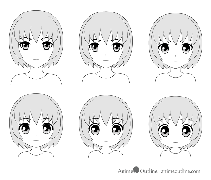 Different anime head and face styles