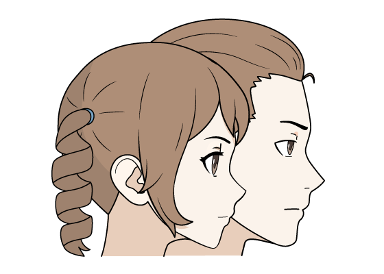 Anime maile and female hair