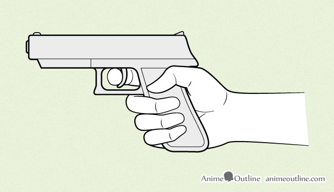 Anime hand holding gun