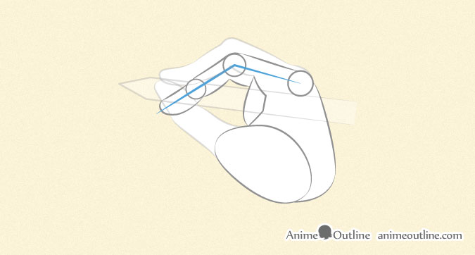 Anime hand holding pen or pencil middle finger proportions