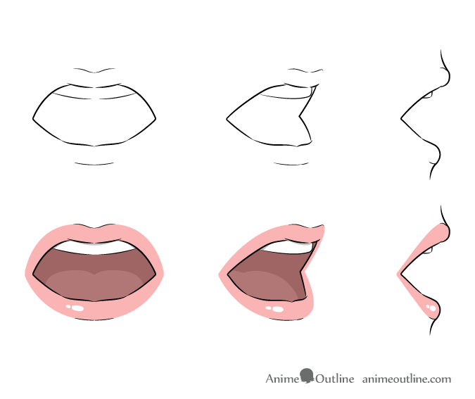 Kawaii how to draw anime mouths Lips drawing, Mouth drawing