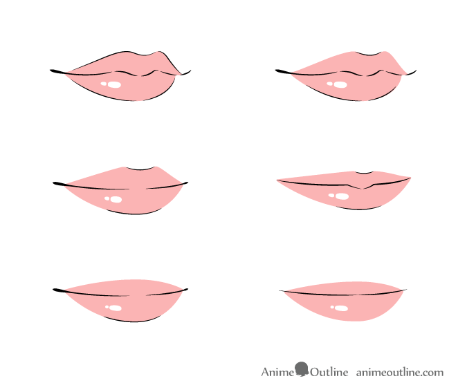 Anime lips 3/4 view in color
