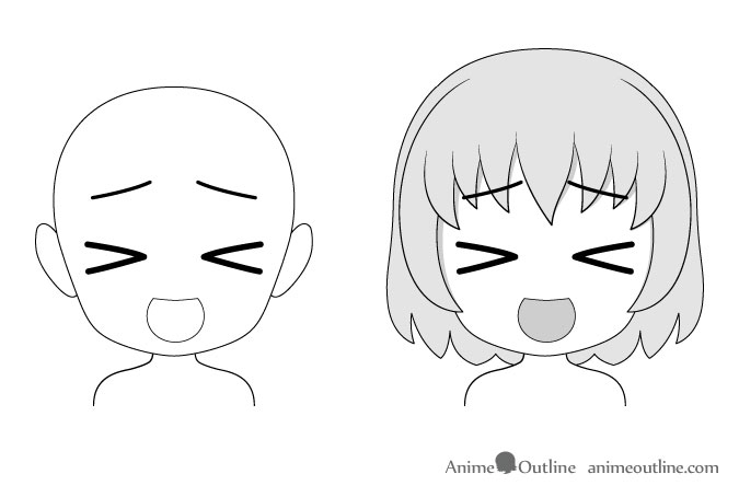 Anime chibi daydreaming facial expression drawing