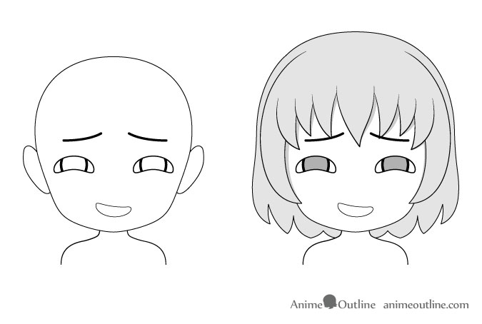 Anime chibi gloating facial expression drawing