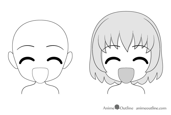 Anime chibi happy facial expression drawing