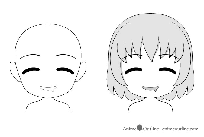 Anime chibi hungry facial expression drawing