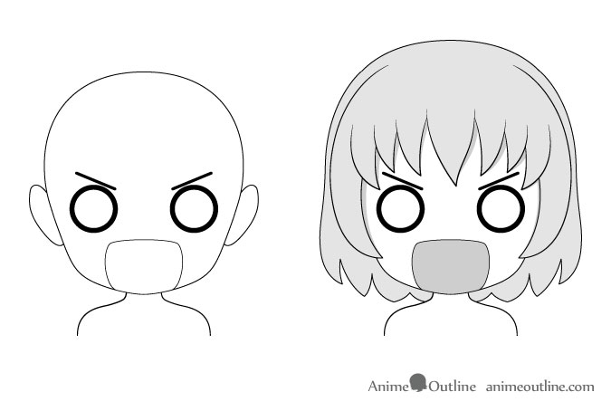 Anime chibi embarrassed facial expression drawing
