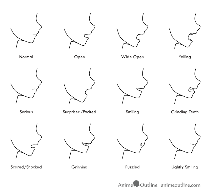 12 anime mouth side view drawings