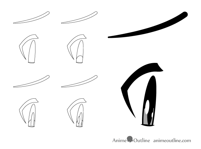 Embarrassed anime eyes side view