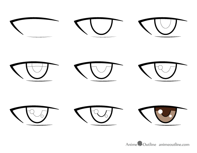 Different Style Male Anime & Manga Eyes Drawing Guide - AnimeOutline