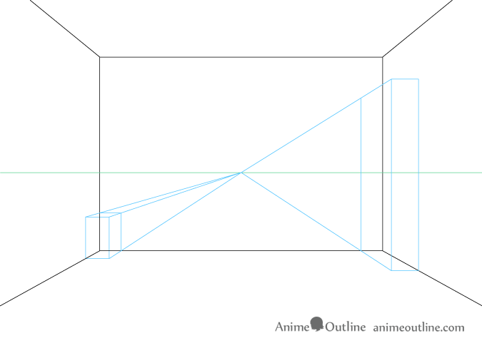 One point perspective drawing background furniture