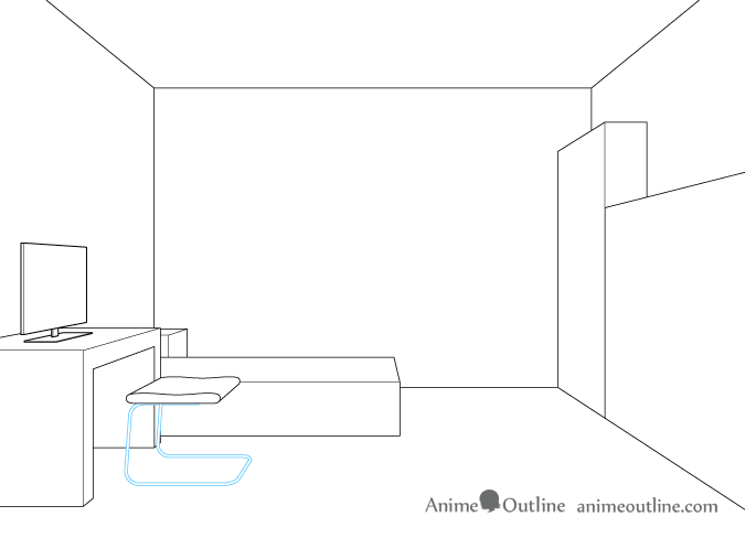 One point perspective drawing computer chair legs