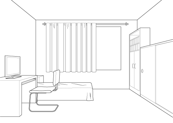 One point perspective room