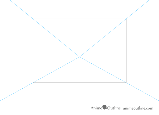 One point perspective room drawing back wall