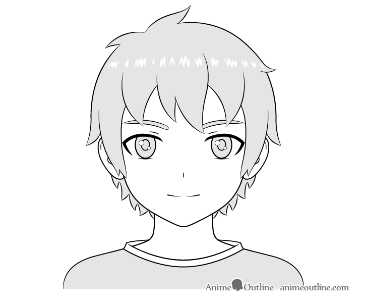 Anime boy drawing shading